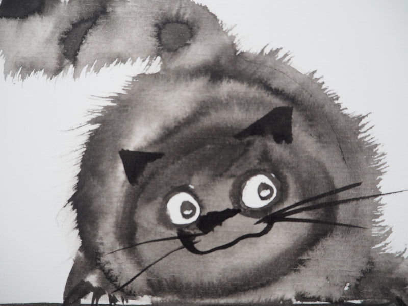 Laszlo TIBAY : Le chat tenant la souris, Dessin original à l&