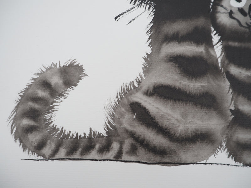 Laszlo TIBAY : Duo de chats, Dessin original à l&
