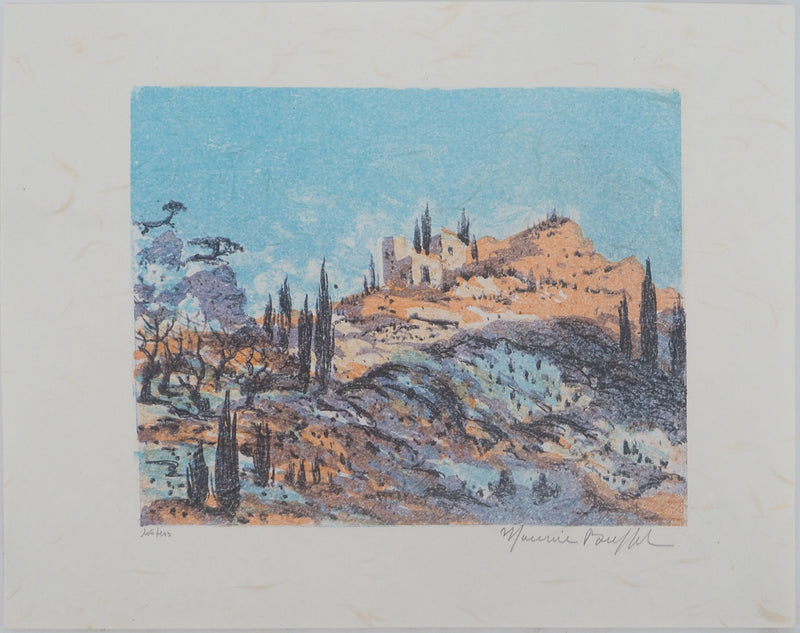 Maurice BUFFET : Paysage provençal, Lithographie originale (vue générale) - Crédit photo : Galerie Art.Paris