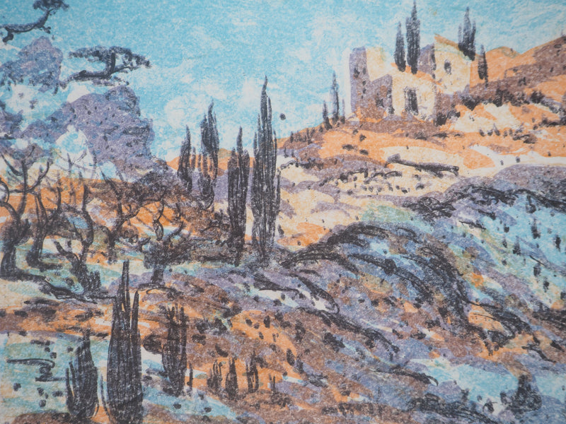 Maurice BUFFET : Paysage provençal, Lithographie originale (photo de détail 5) - Crédit photo : Galerie Art.Paris