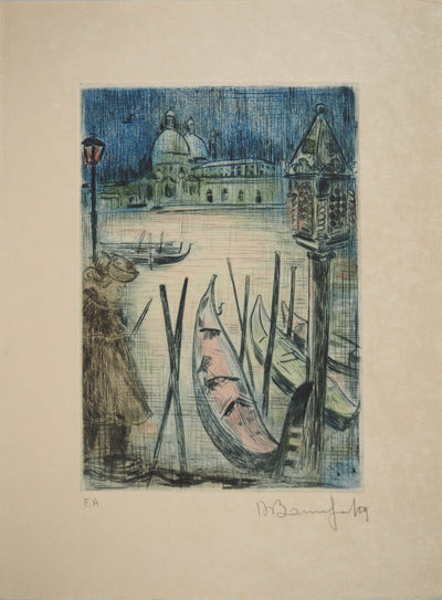 Alain BONNEFOIT : Candide devant le Grand Canal de Venis, Gravure originale (vue générale) - Crédit photo : Galerie Art.Paris