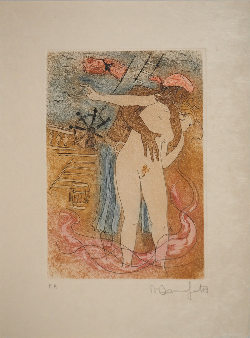 Alain BONNEFOIT : Le pirate et la femme, Gravure originale (vue générale) - Crédit photo : Galerie Art.Paris