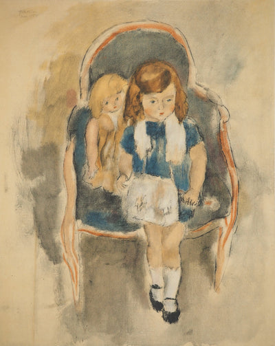 Jules PASCIN : Portrait de Jeanine Warnod, Lithographie originale (photo de détail 2) - Crédit photo : Galerie Art.Paris