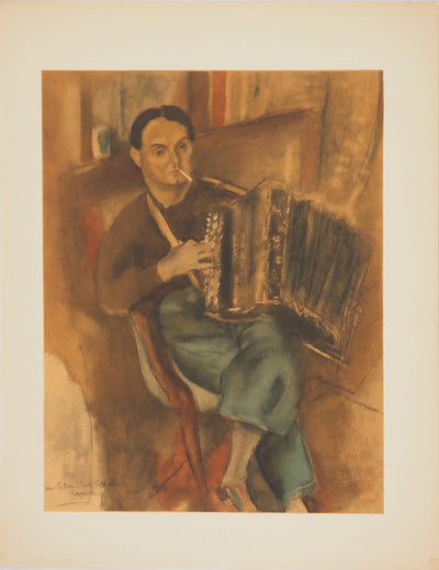 Jules PASCIN : L'accordeoniste, Lithographie originale (vue générale) - Crédit photo : Galerie Art.Paris