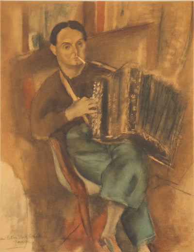 Jules PASCIN : L'accordeoniste, Lithographie originale (photo de détail 2) - Crédit photo : Galerie Art.Paris