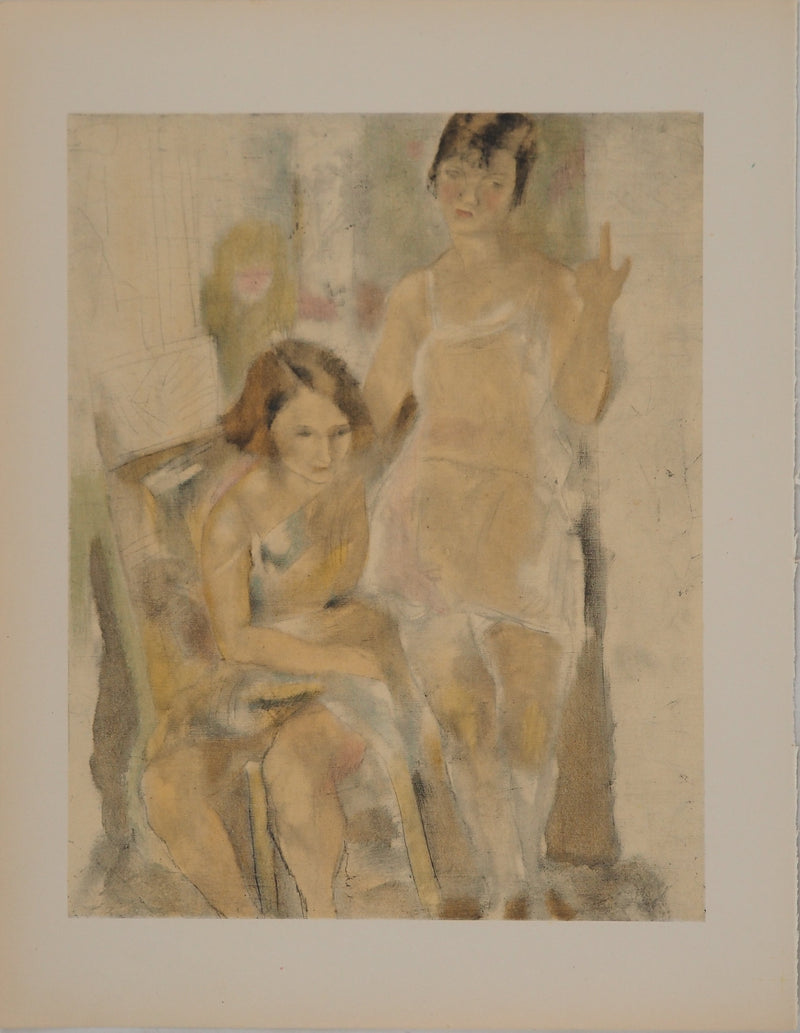 Jules PASCIN : Amitié féminine, Lithographie originale (vue générale) - Crédit photo : Galerie Art.Paris