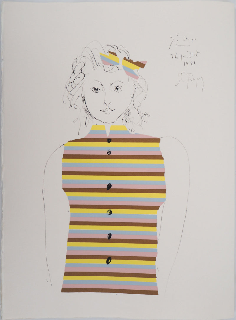 Pablo PICASSO (d’après) : Portrait d’une jeune fille, Lithographie signée