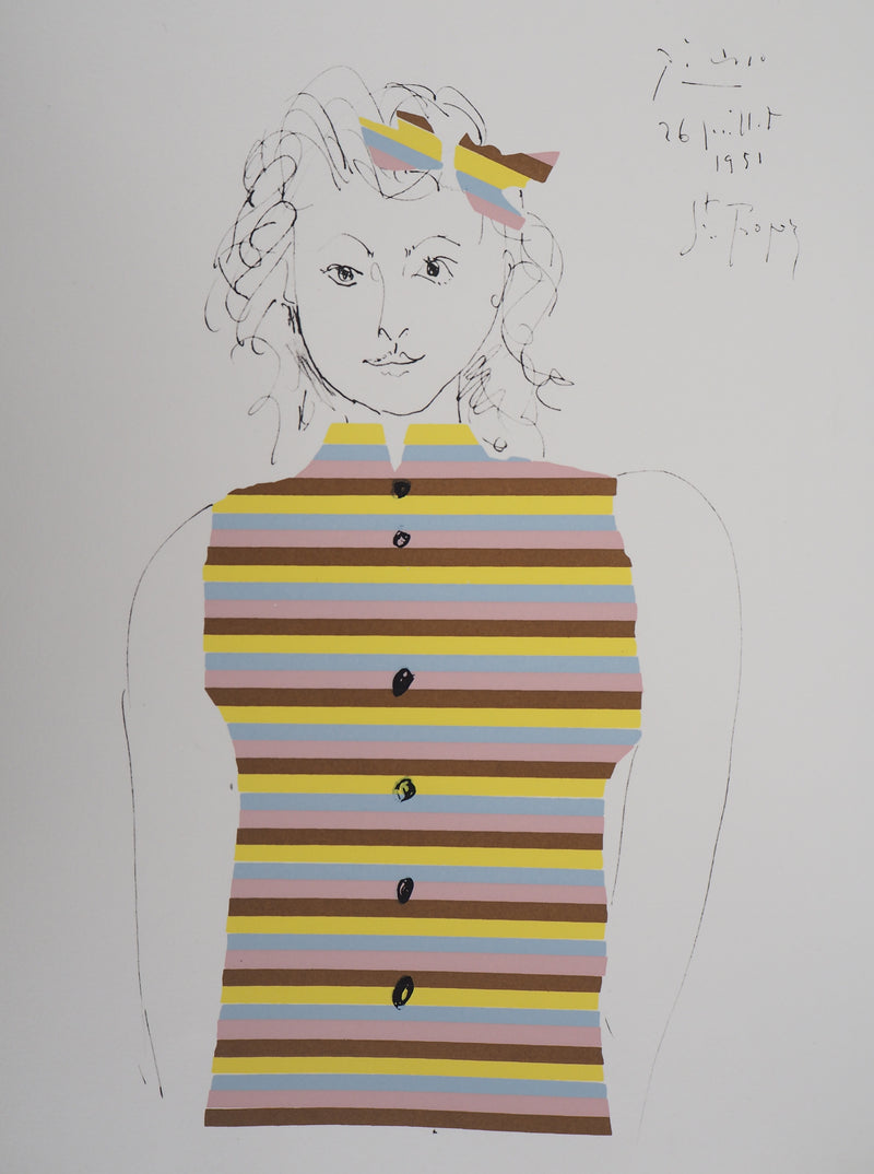 Pablo PICASSO (d’après) : Portrait d’une jeune fille, Lithographie signée