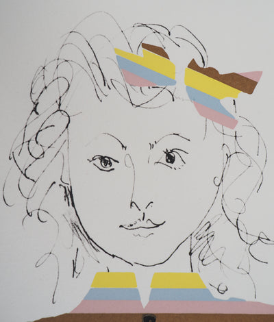 Pablo PICASSO (d’après) : Portrait d’une jeune fille, Lithographie signée