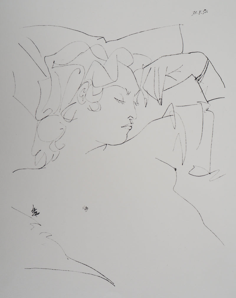 Pablo PICASSO (d’après) : Femme rêveuse, Lithographie