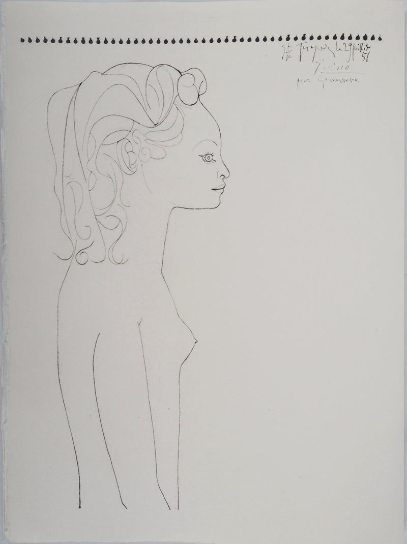 Pablo PICASSO (d’après) : Femme de profil, Lithographie signée