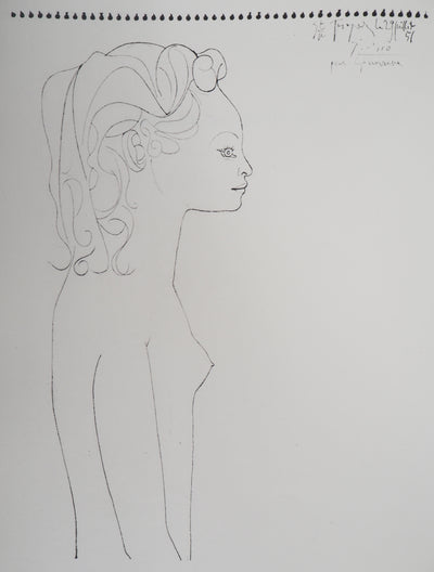 Pablo PICASSO (d’après) : Femme de profil, Lithographie signée