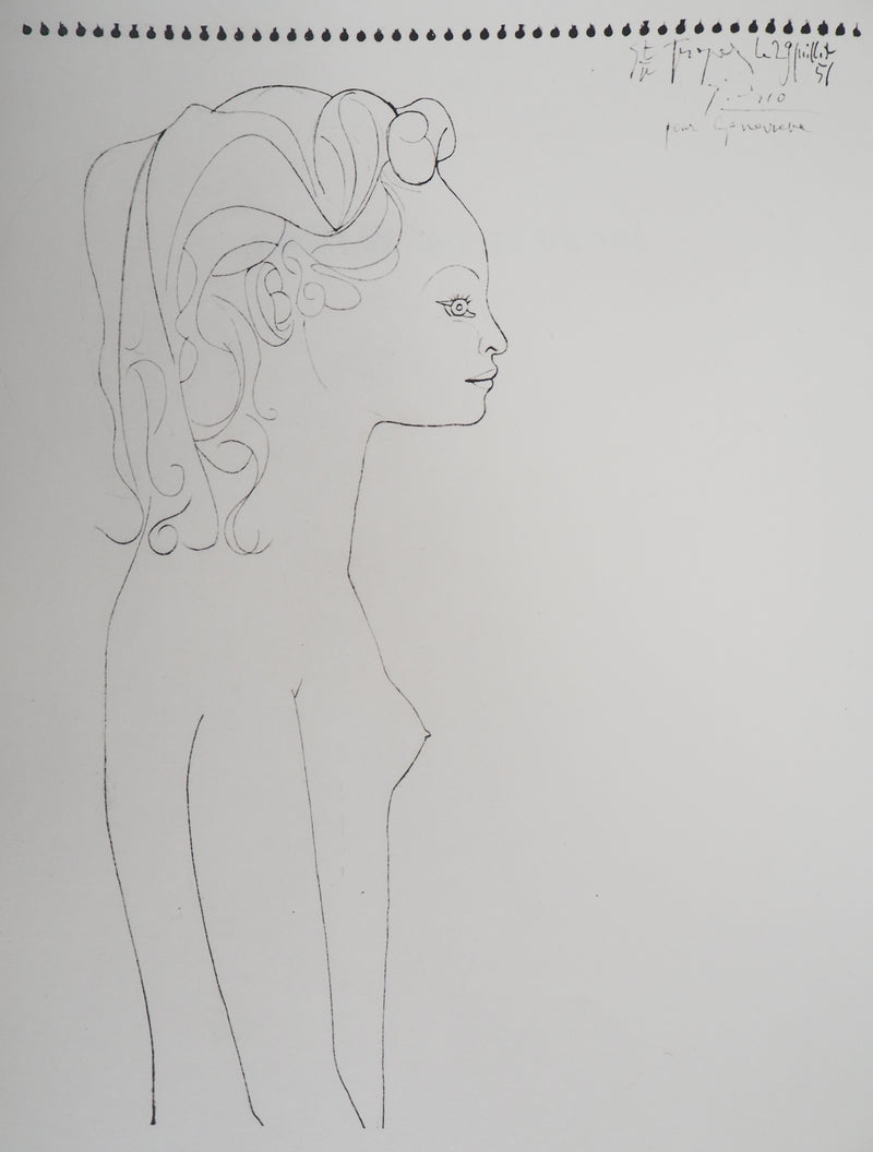 Pablo PICASSO (d’après) : Femme de profil, Lithographie signée