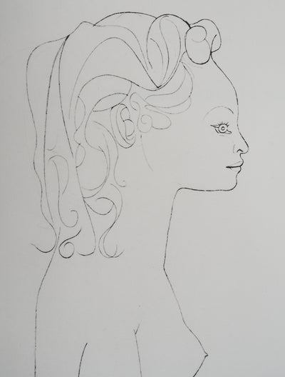 Pablo PICASSO (d’après) : Femme de profil, Lithographie signée