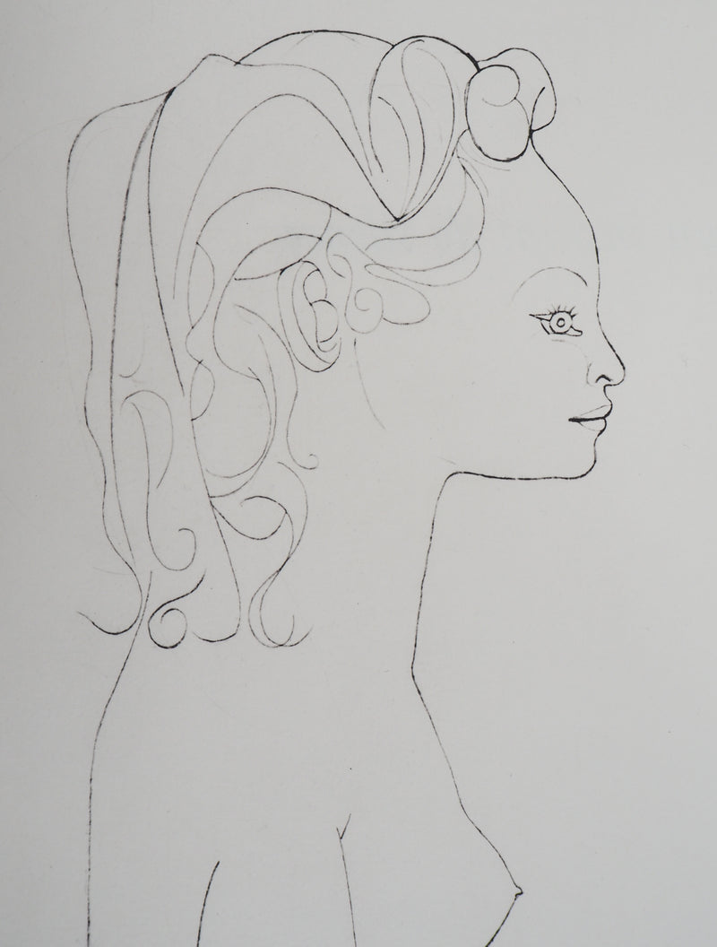 Pablo PICASSO (d’après) : Femme de profil, Lithographie signée