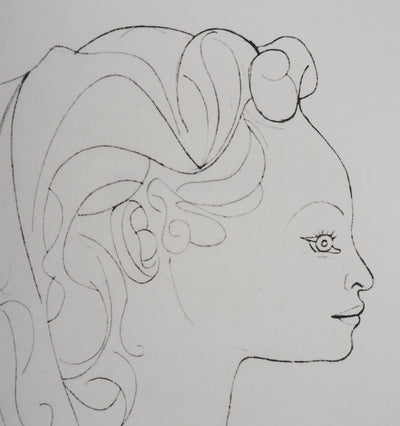 Pablo PICASSO (d’après) : Femme de profil, Lithographie signée