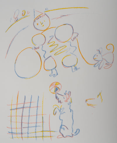 Pablo PICASSO (d’après) : Pierrot et ses chiens, Lithographie