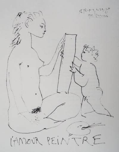 Pablo PICASSO (d’après) : L'amour peintre, Lithographie