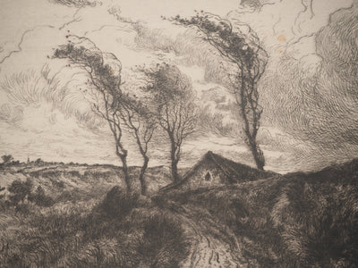 Jean-Louis BREMOND : Paysage de campagne, Gravure originale signée