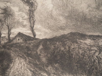 Jean-Louis BREMOND : Paysage de campagne, Gravure originale signée