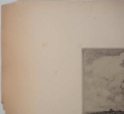 Jean-Louis BREMOND : Paysage de campagne, Gravure originale signée
