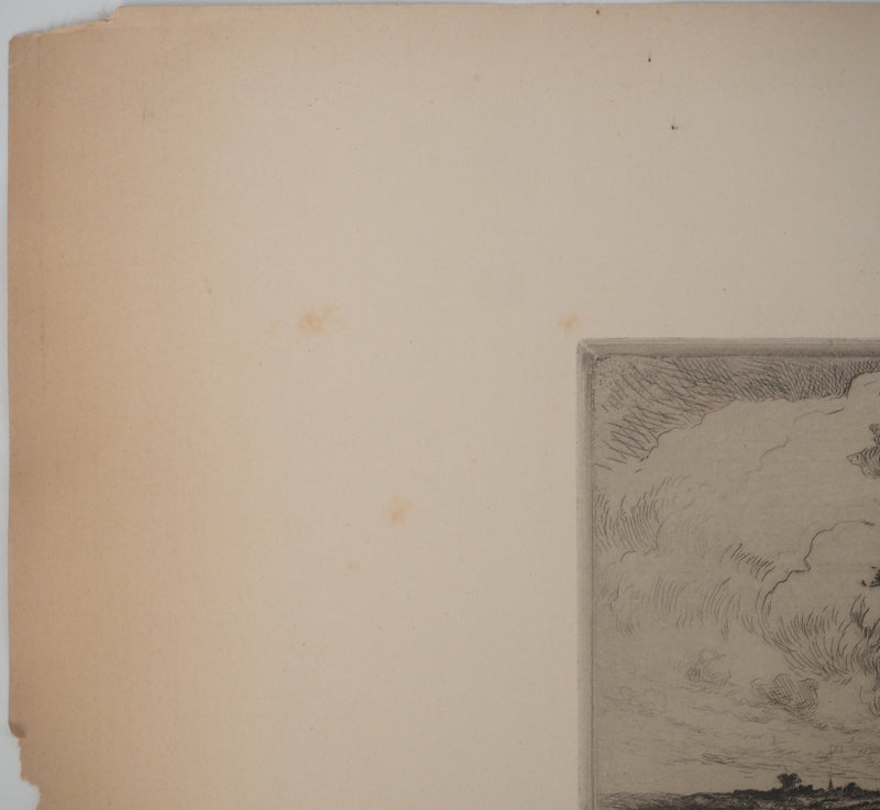 Jean-Louis BREMOND : Paysage de campagne, Gravure originale signée