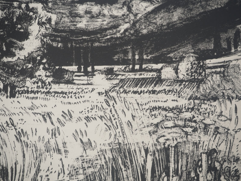Paul COLLOMB : Paysage de campagne, Lithographie originale signée