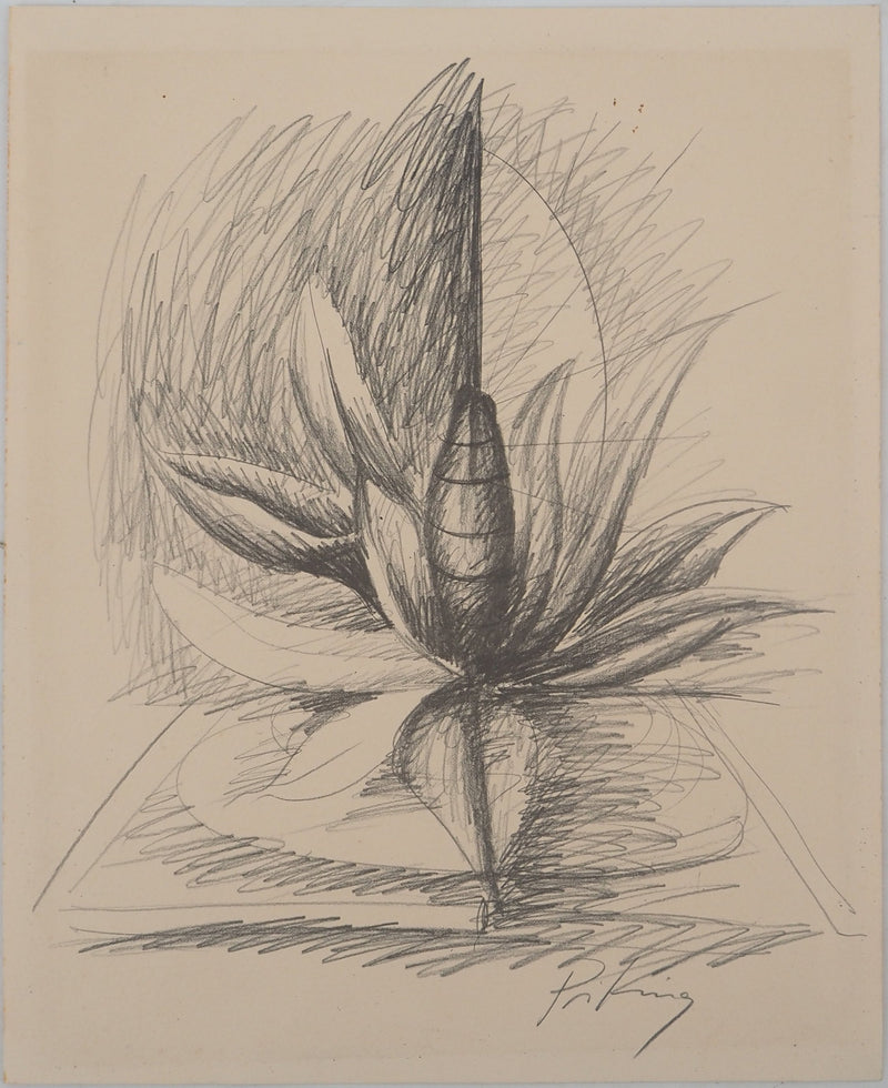 Franz PRIKING : Composition à la fleur, Lithographie originale signée