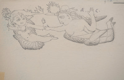Aristide CAILLAUD : Amour dans les airs, Dessin original signé