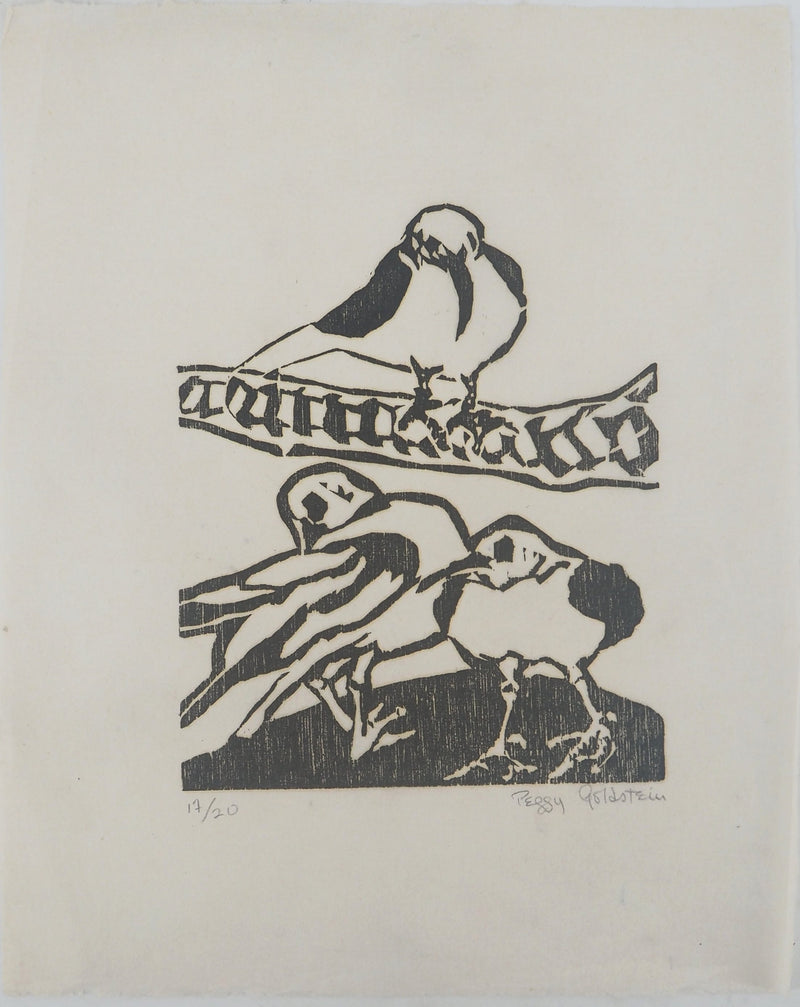 Peggy GOLDSTEIN : Les oisillons, Gravure originale signée