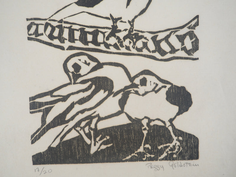 Peggy GOLDSTEIN : Les oisillons, Gravure originale signée
