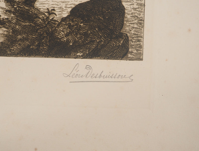 Léon GAUCHEREL: The sea, Original signed engraving