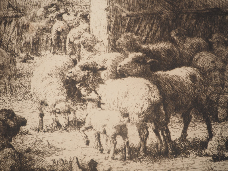 Charles CLAIR : La bergerie, Gravure originale signée