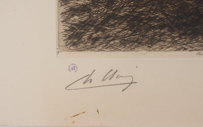 Charles CLAIR : La bergerie, Gravure originale signée