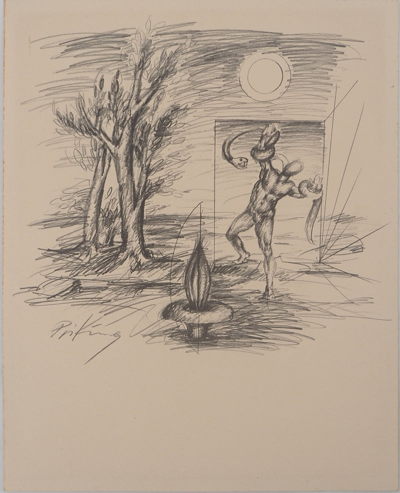 Franz PRIKING: Erotic creature, signed pencil drawing