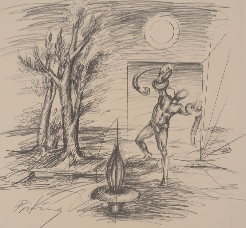 Franz PRIKING: Erotic creature, signed pencil drawing