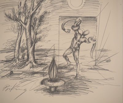 Franz PRIKING: Erotic creature, signed pencil drawing