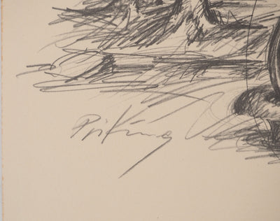 Franz PRIKING: Erotic creature, signed pencil drawing