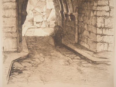 Robert VALLOIS : Passage dans l'ancien Paris, Gravure originale signée