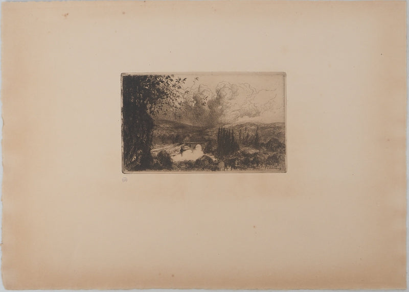 Jean-Louis BREMOND : Vue sur le pont, Gravure originale signée