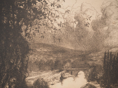 Jean-Louis BREMOND : Vue sur le pont, Gravure originale signée