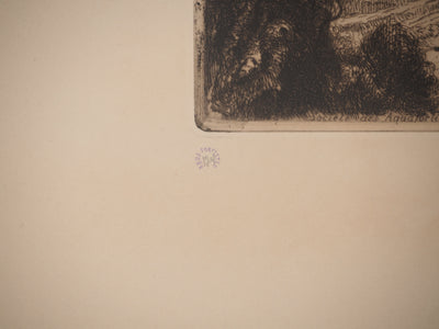 Jean-Louis BREMOND : Vue sur le pont, Gravure originale signée