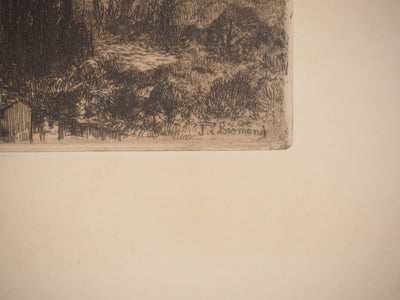 Jean-Louis BREMOND : Vue sur le pont, Gravure originale signée