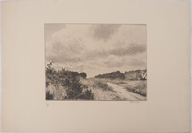 J.A. DOMENGE : Sentier de campagne, Gravure originale signée