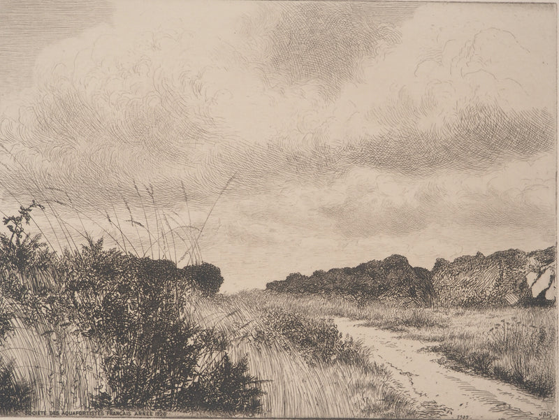 J.A. DOMENGE : Sentier de campagne, Gravure originale signée