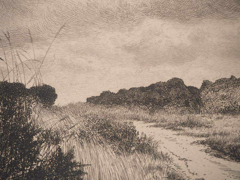 J.A. DOMENGE : Sentier de campagne, Gravure originale signée