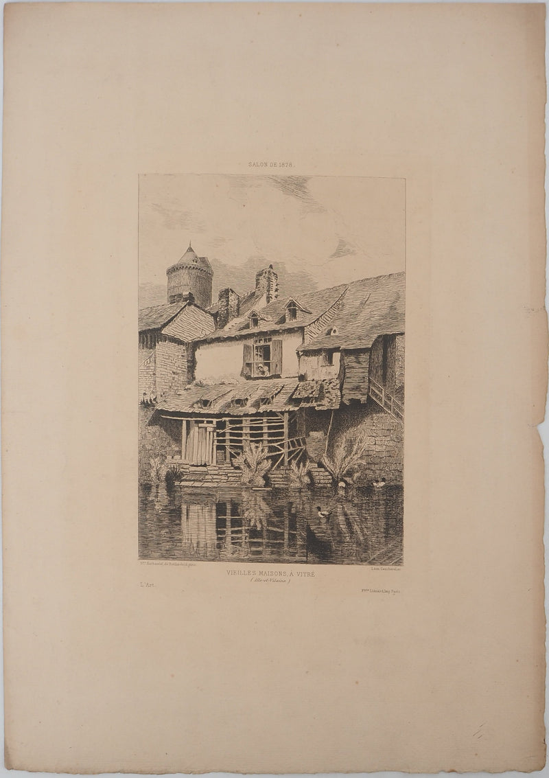 Nathaniel DE ROTHSCHILD : Vieilles maisons à Vitré, Gravure