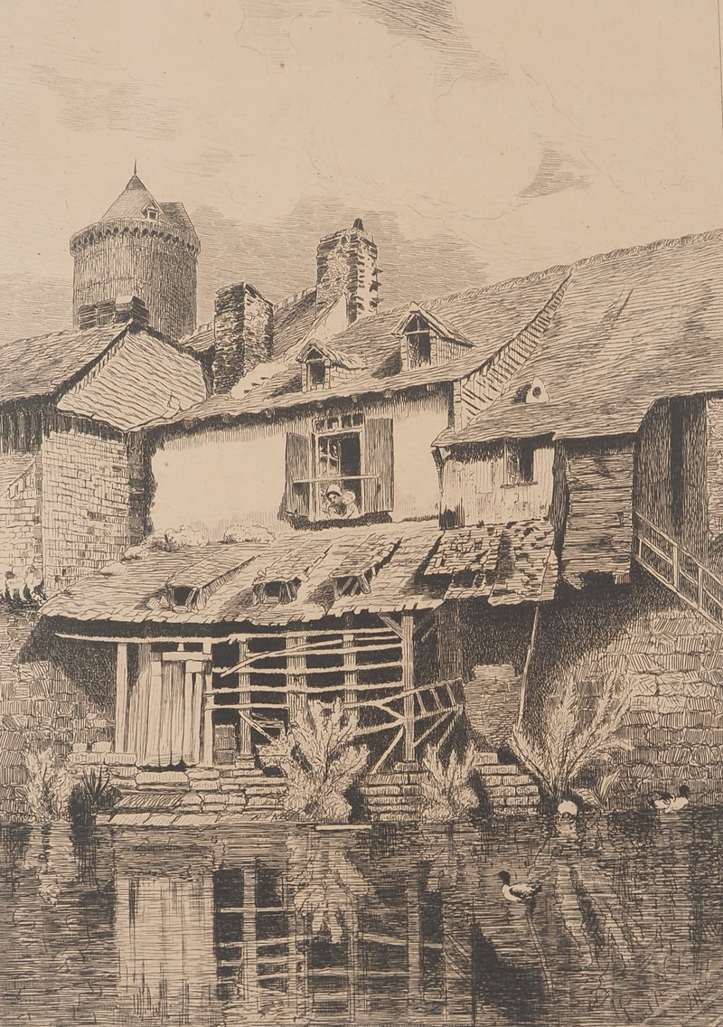 Nathaniel DE ROTHSCHILD : Vieilles maisons à Vitré, Gravure