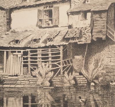 Nathaniel DE ROTHSCHILD : Vieilles maisons à Vitré, Gravure