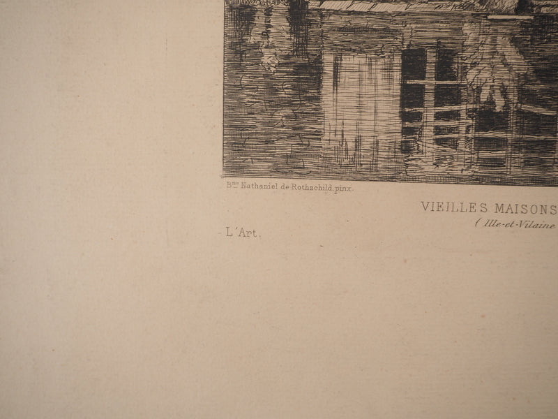 Nathaniel DE ROTHSCHILD : Vieilles maisons à Vitré, Gravure